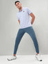 Men Self Design Slim Fit Polo T-shirt with MATPIQ