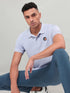 Men Self Design Slim Fit Polo T-shirt with MATPIQ