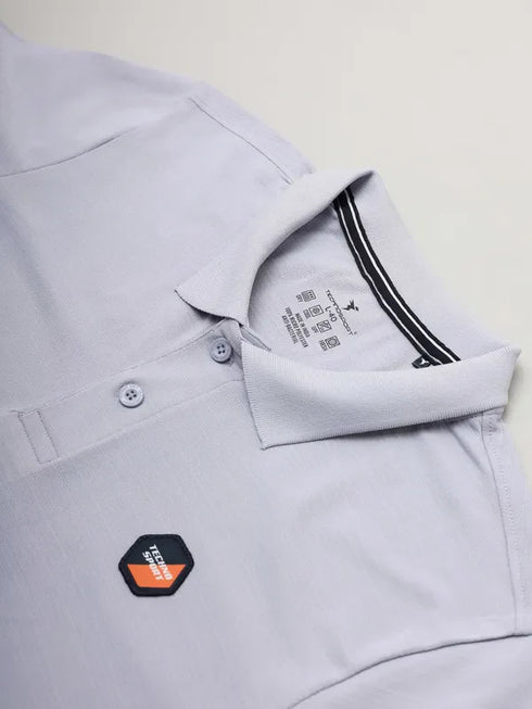 Men Self Design Slim Fit Polo T-shirt with MATPIQ