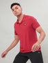 Men Self Design Slim Fit Polo T-shirt with MATPIQ