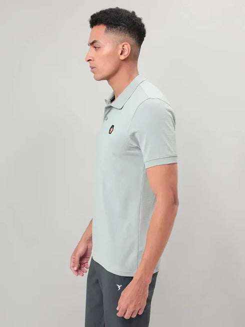 Men Self Design Slim Fit Polo T-shirt with MATPIQ
