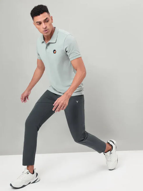 Men Self Design Slim Fit Polo T-shirt with MATPIQ