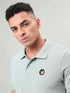 Men Self Design Slim Fit Polo T-shirt with MATPIQ