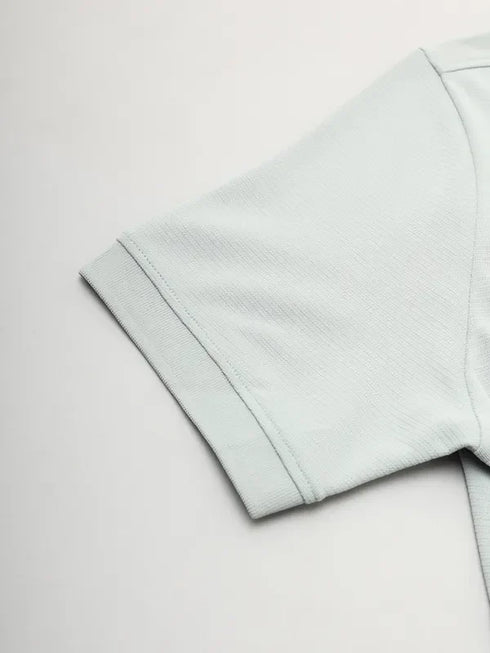 Men Self Design Slim Fit Polo T-shirt with MATPIQ