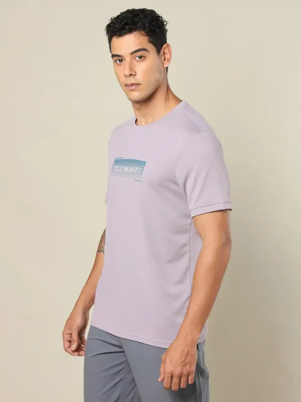 Men Printed Regular Fit Crew Neck T-shirt with TECHNO COOL+
