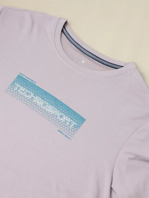Men Printed Regular Fit Crew Neck T-shirt with TECHNO COOL+