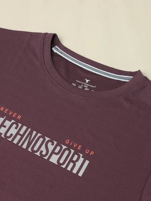 Men Printed Regular Fit Crew Neck T-shirt with TECHNO COOL+