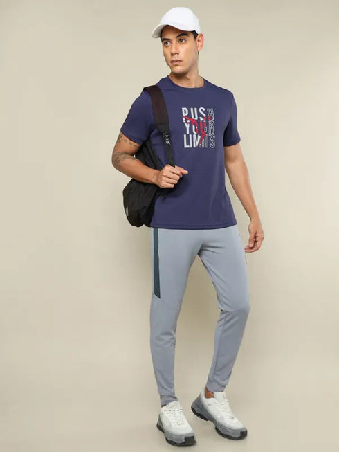 Men Printed Regular Fit Crew Neck T-shirt with TECHNO COOL+