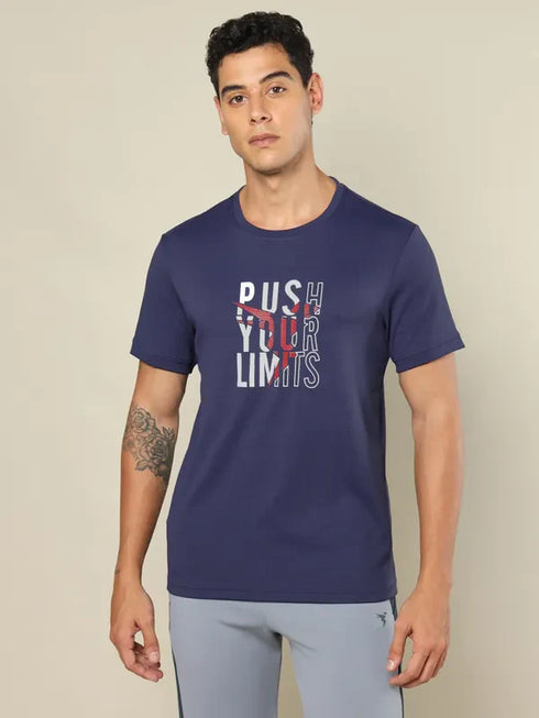 Men Printed Regular Fit Crew Neck T-shirt with TECHNO COOL+
