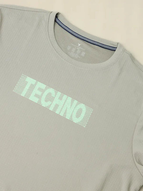 Men Printed Regular Fit Crew Neck T-shirt with TECHNO COOL+