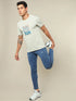Men Printed Regular Fit Crew Neck T-shirt with TECHNO COOL+
