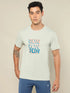 Men Printed Regular Fit Crew Neck T-shirt with TECHNO COOL+