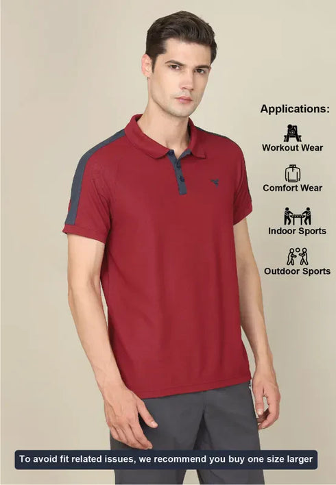 Men Colorblock Slim Fit Polo T-shirt with MATPIQ