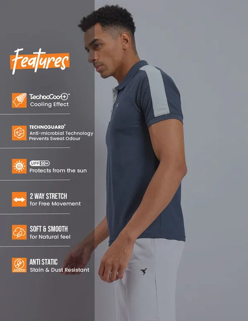Men Colorblock Slim Fit Polo T-shirt with MATPIQ