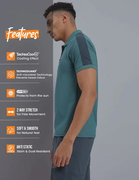 Men Colorblock Slim Fit Polo T-shirt with MATPIQ