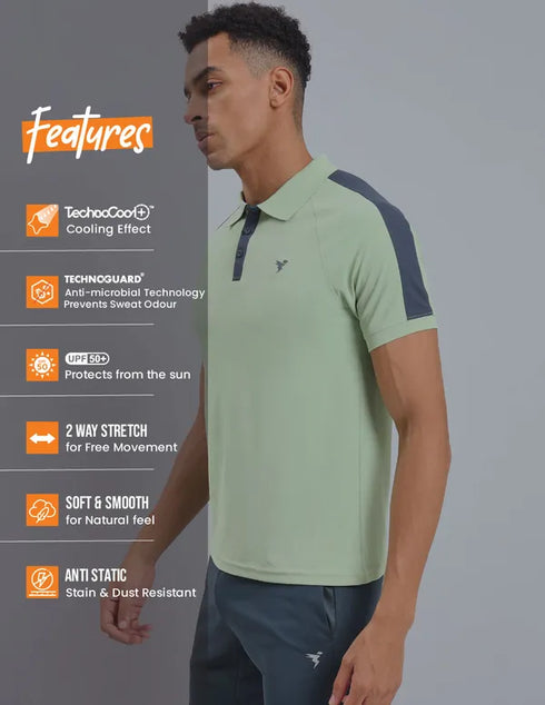 Men Colorblock Slim Fit Polo T-shirt with MATPIQ