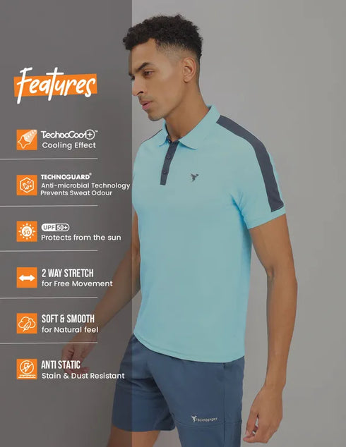 Men Colorblock Slim Fit Polo T-shirt with MATPIQ