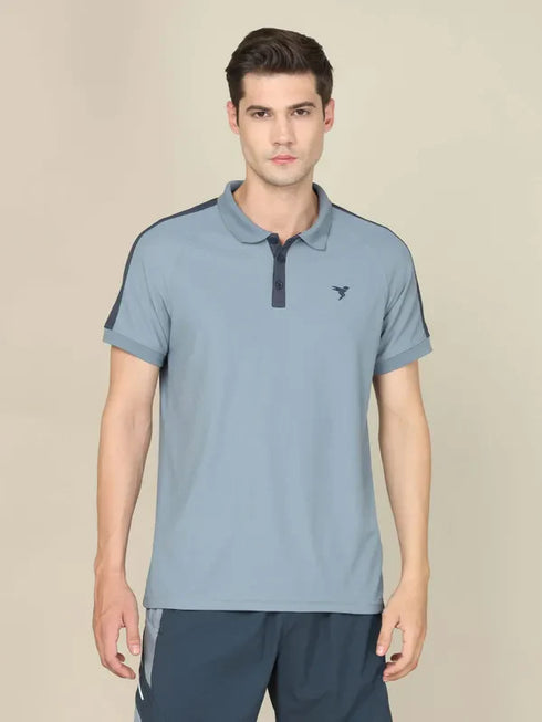 Men Colorblock Slim Fit Polo T-shirt with MATPIQ