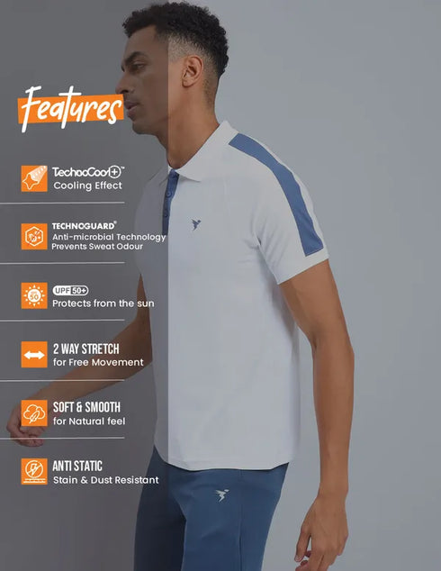 Men Colorblock Slim Fit Polo T-shirt with MATPIQ