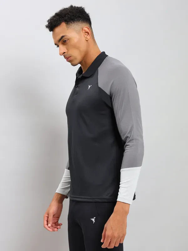 Men Colorblock Slim Fit Polo T-shirt with TECHNO COOL+