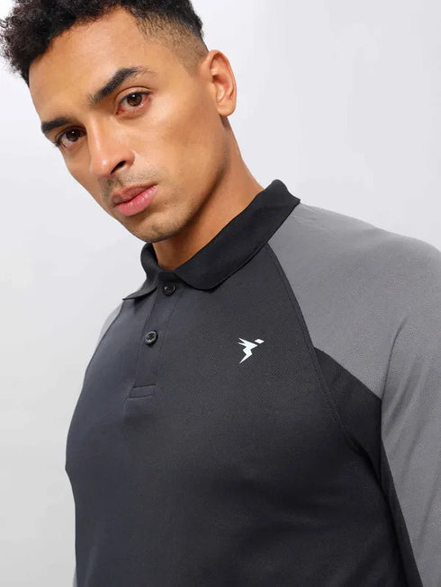 Men Colorblock Slim Fit Polo T-shirt with TECHNO COOL+