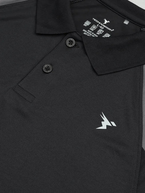 Men Colorblock Slim Fit Polo T-shirt with TECHNO COOL+