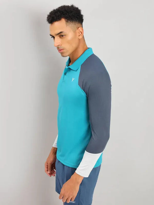 Men Colorblock Slim Fit Polo T-shirt with TECHNO COOL+