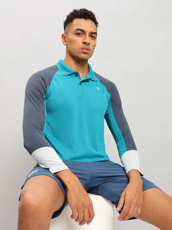 Men Colorblock Slim Fit Polo T-shirt with TECHNO COOL+