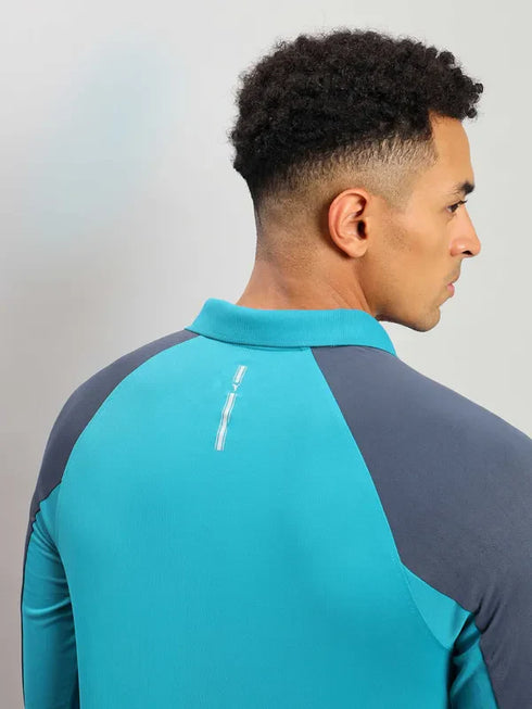 Men Colorblock Slim Fit Polo T-shirt with TECHNO COOL+