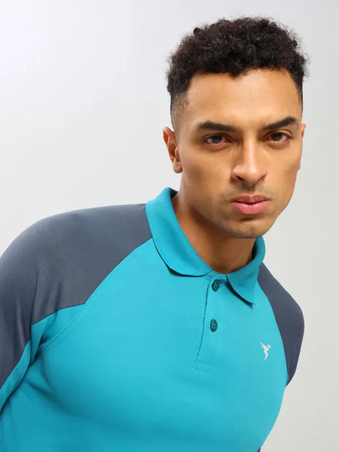 Men Colorblock Slim Fit Polo T-shirt with TECHNO COOL+