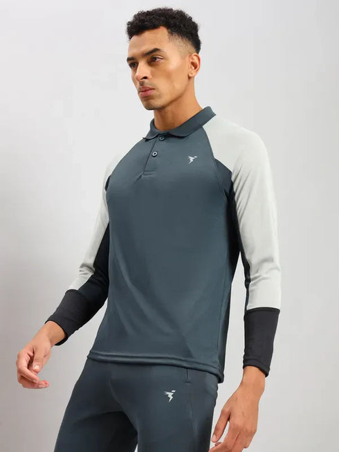 Men Colorblock Slim Fit Polo T-shirt with TECHNO COOL+
