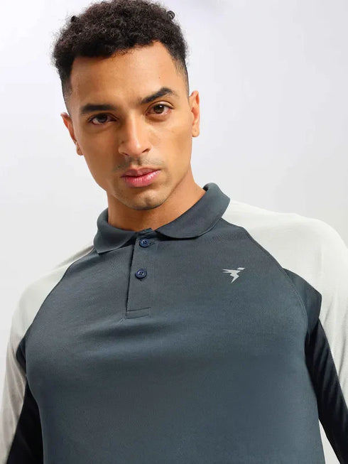 Men Colorblock Slim Fit Polo T-shirt with TECHNO COOL+