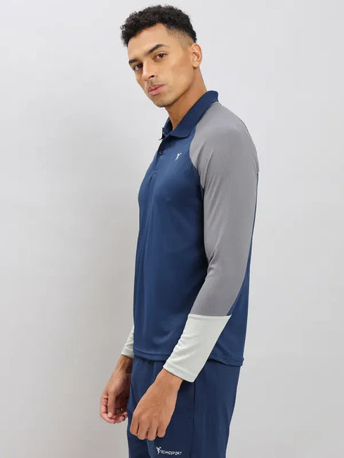 Men Colorblock Slim Fit Polo T-shirt with TECHNO COOL+