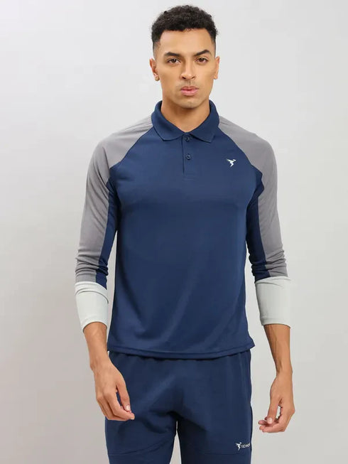 Men Colorblock Slim Fit Polo T-shirt with TECHNO COOL+