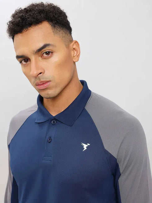 Men Colorblock Slim Fit Polo T-shirt with TECHNO COOL+
