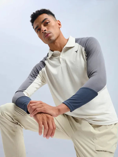 Men Colorblock Slim Fit Polo T-shirt with TECHNO COOL+