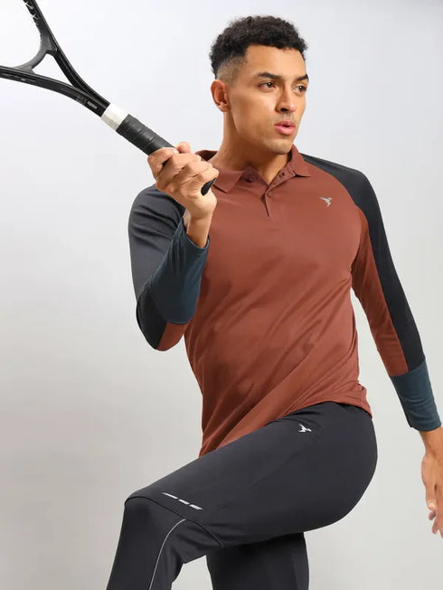 Men Colorblock Slim Fit Polo T-shirt with TECHNO COOL+