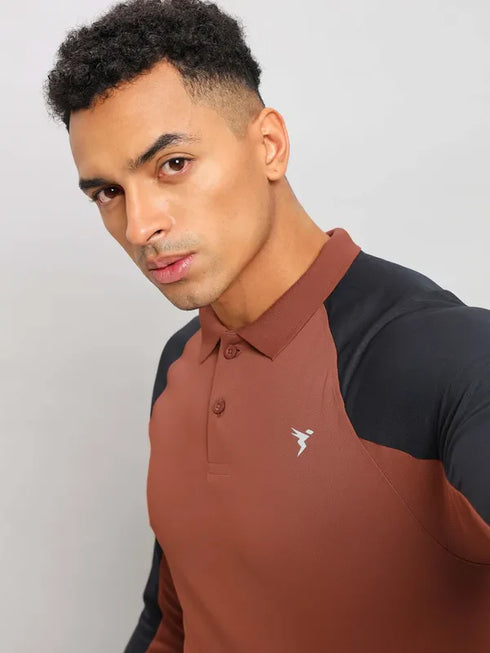 Men Colorblock Slim Fit Polo T-shirt with TECHNO COOL+