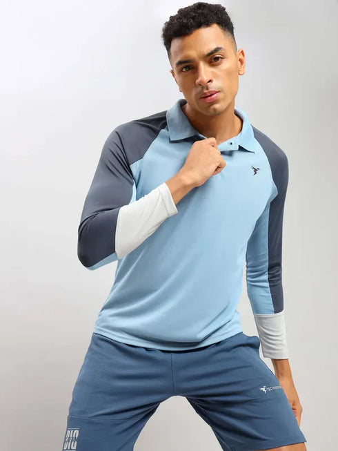 Men Colorblock Slim Fit Polo T-shirt with TECHNO COOL+