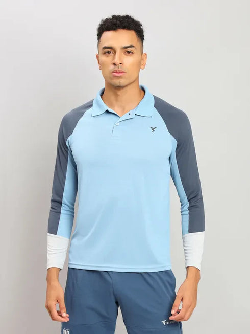 Men Colorblock Slim Fit Polo T-shirt with TECHNO COOL+