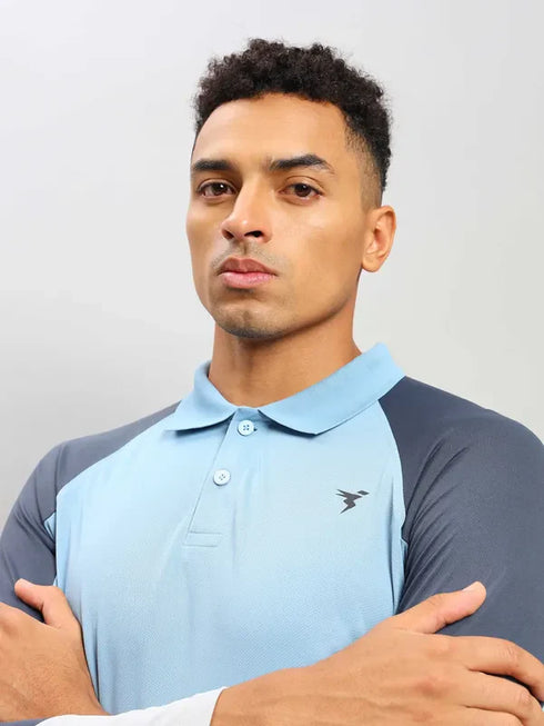 Men Colorblock Slim Fit Polo T-shirt with TECHNO COOL+