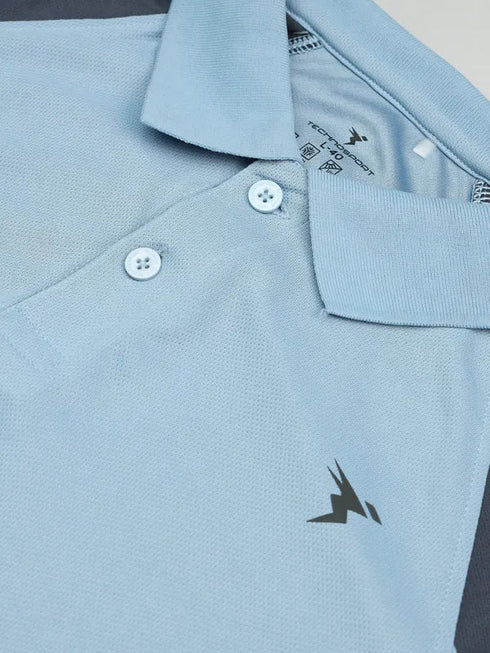Men Colorblock Slim Fit Polo T-shirt with TECHNO COOL+
