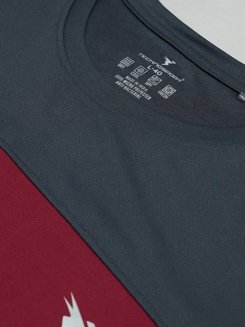 Men Colorblock Slim Fit Crew Neck T-shirt with TECHNO COOL+