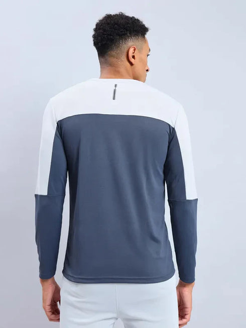 Men Colorblock Slim Fit Crew Neck T-shirt with TECHNO COOL+