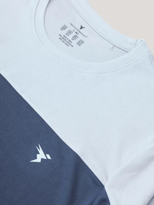 Men Colorblock Slim Fit Crew Neck T-shirt with TECHNO COOL+