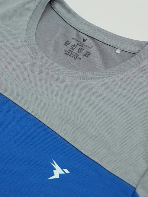 Men Colorblock Slim Fit Crew Neck T-shirt with TECHNO COOL+