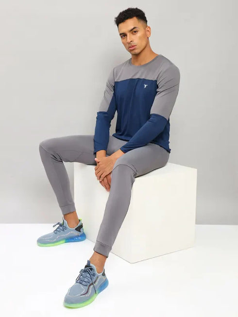 Men Colorblock Slim Fit Crew Neck T-shirt with TECHNO COOL+