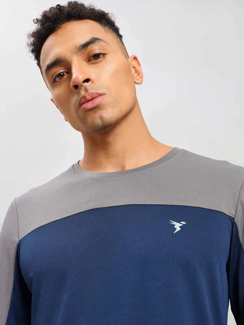 Men Colorblock Slim Fit Crew Neck T-shirt with TECHNO COOL+