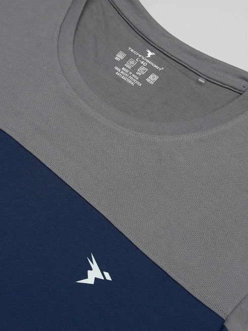Men Colorblock Slim Fit Crew Neck T-shirt with TECHNO COOL+