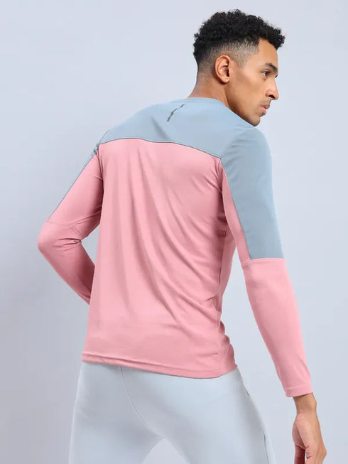 Men Colorblock Slim Fit Crew Neck T-shirt with TECHNO COOL+